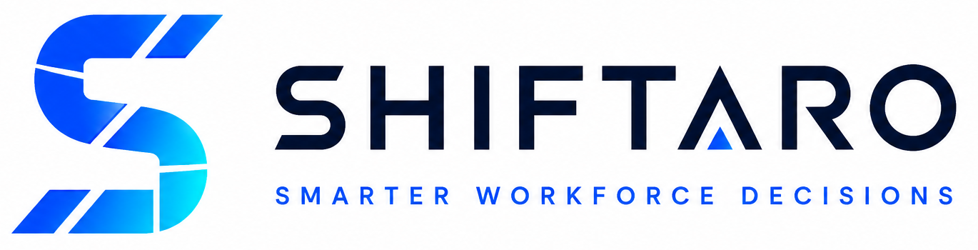 Shiftaro logo with segmented blue S mark and wordmark